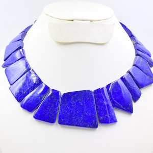 Lapis Statement Necklace Designer Lapis with Pyrite Royal Blue Lapis Cabochon Necklace  Adjustable Graduated Lapis Collar Neckpiece.