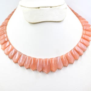 Peach Moonstone Necklace: Natural Gemstone Choker, 16 Inch