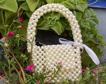 Bolso de mano artesanal con perlas: Bolso de noche para novias