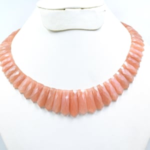 Faceted Peach Moonstone Choker: Natural Gemstone Necklace, 16 in
