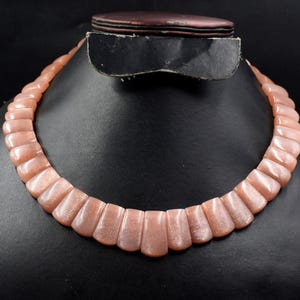 Natural Peach Moonstone Necklace: Gemstone Choker, 16 Inch