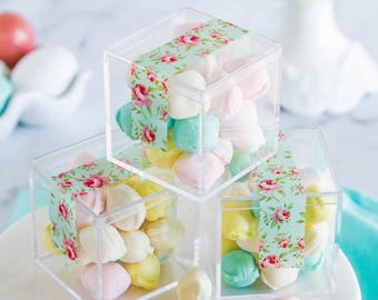 Wedding Favor Boxes- Clear Acrylic 2 Inch Empty Mini Candy Boxes - Set of 12