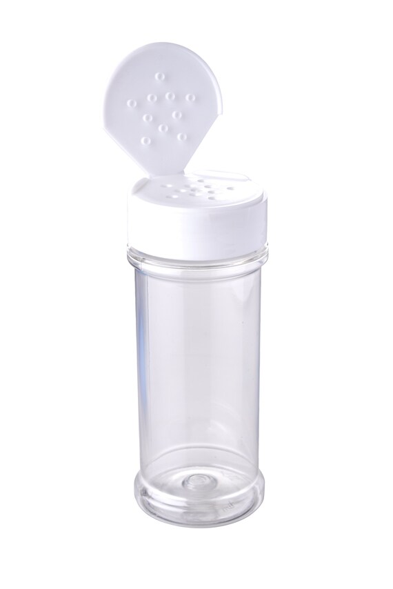 12 Pack of 6 Oz. Empty Clear Plastic Spice Bottles W Sprinkle Top