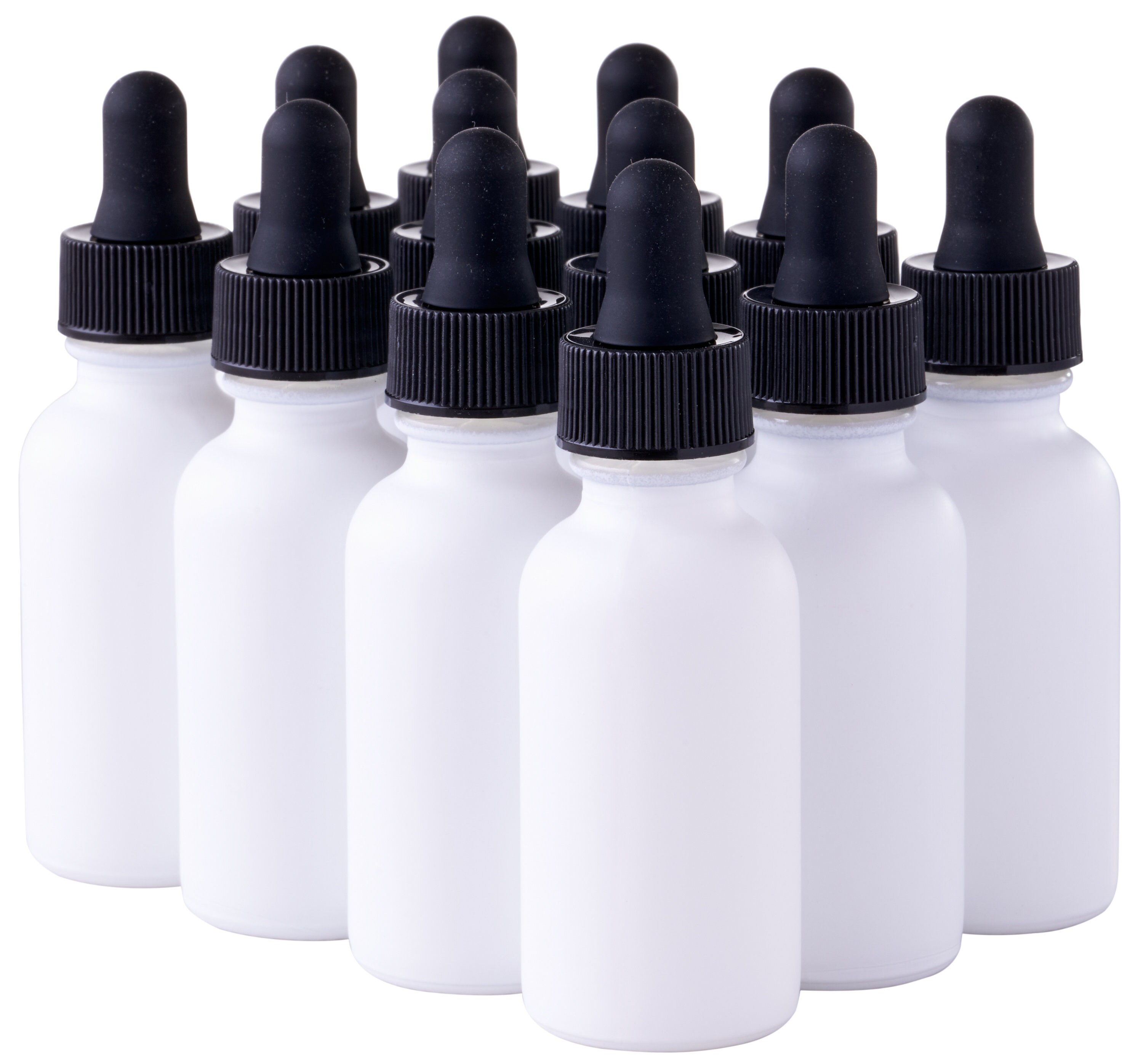 Bottiglia di vetro con rivestimento bianco satinato con contagocce in bambù