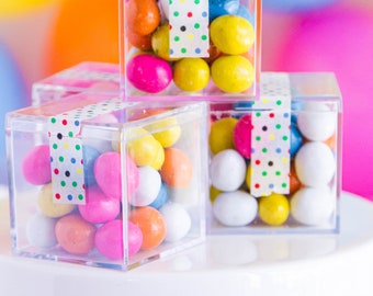 Clear Acrylic Square Cube Candy Box Boxes 2X2X2 Inches (Set of 12)