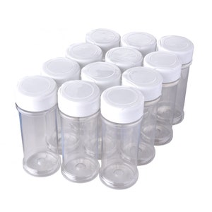 Spice Jars - 4 oz Clear Glass Jar With Sift/Pour Cap - 12 Pack