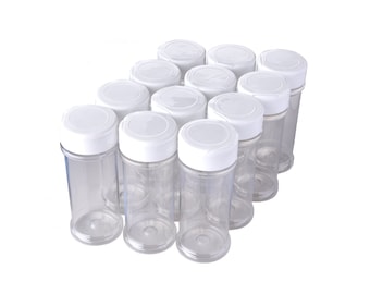 12 Pack of 6 Oz. Empty Clear Plastic Spice Bottles w/ Sprinkle Top Lids - Food-Grade Spice Jars for Kitchen and Home Spice Organization