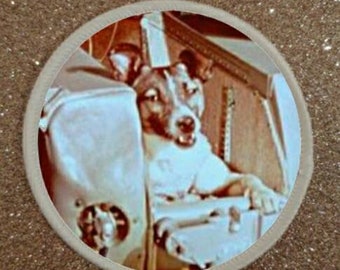 3 inch Laika First Dog In Space Cosmonaut Astronaut Patch Badge