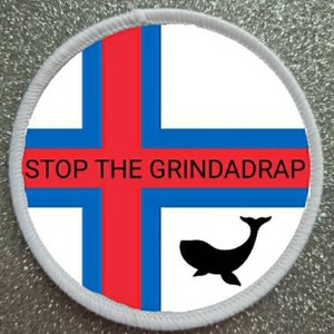 Stop The Grindadrap Anti Whaling 3 Inch Sublimation Patch Badge