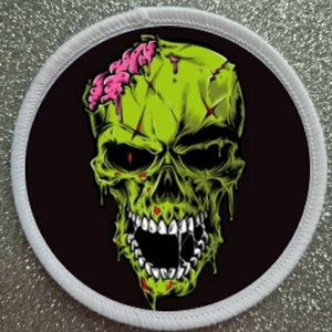 7 inch Large Zombie Skull patch badge