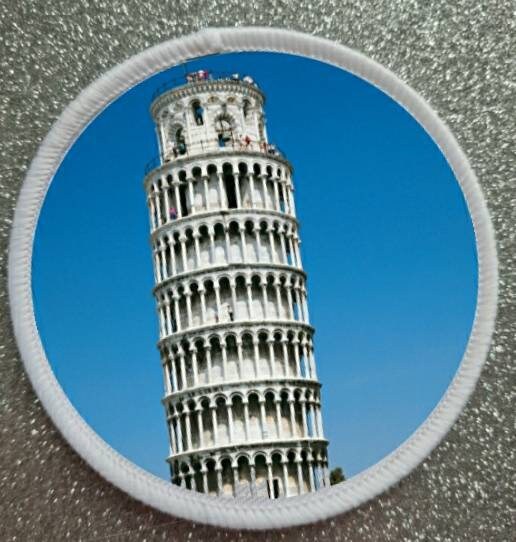 3" Leaning Tower of Pisa Italy sublimation patch badge.