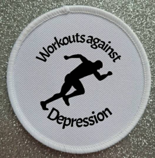 3 Inch Workouts Against Depression sublimation patch badge