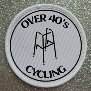 3 Inch Over 40s Cycling sublimation patch badge.