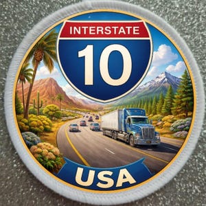 3 inch Interstate 10 Highway USA patch badge