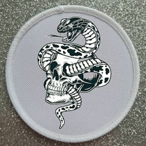 3 inch Skull Snake Tattoo Art Style patch badge