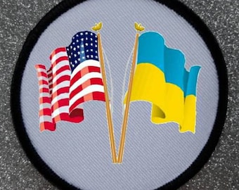American Solidarity With Ukraine 3 Inch Patch Badge - Made in the UK