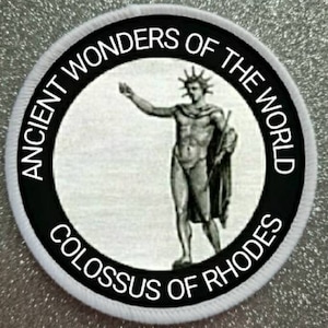 3 Inch Ancient Wonders of the World Colossus of Rhodes sublimation patch badge.
