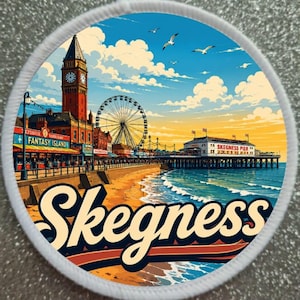 Écusson Skegness de 7,6 cm (3 pouces) à repasser ou à coudre