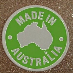 7,5 cm tillverkad i Australien-märke