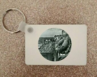 2.5" D Day Landing Allied Forces Key Ring Keyring Keychain