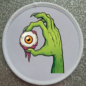 3 inch Zombie Hand and Eyeball patch badge