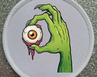Emblema de patch de mão e globo ocular de zumbi de 3 polegadas