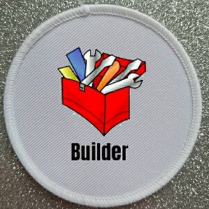 3" Builder sublimation patch badge.