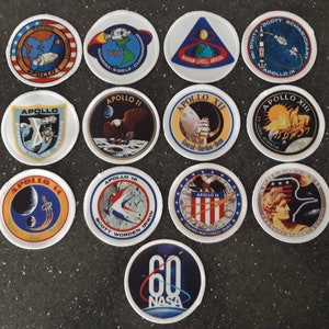  Juego de parches de la misión Apollo de la NASA  Apollo1,7,8,9,10,11,12,13,14,15,16,17, parches bordados espaciales,  logotipo del 60 aniversario, parche bordado de bricolaje para disfraz :  Arte y Manualidades
