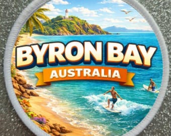 Insignia de parche de sublimación de 3 pulgadas de Byron Bay, Australia.