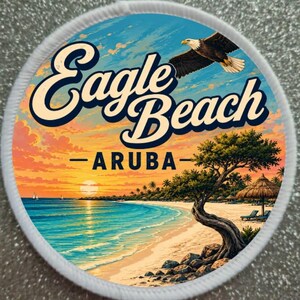 3 inch Eagle Beach Aruba Caribbean Iron Or Sew on Patch Badge