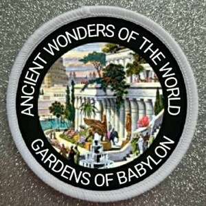 3 Inch Ancient Wonders of the World Hanging Gardens of Babylon sublimation patch badge.