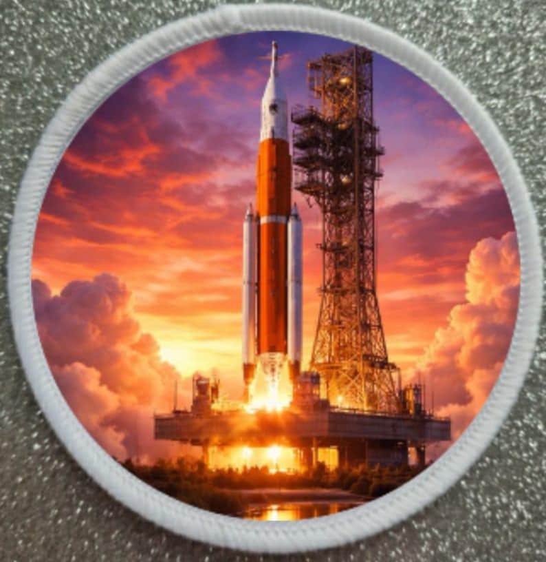 3-Zoll-SLS Artemis Rocket Abschussrampe Bild Sublimation Patch Abzeichen. Bild 1