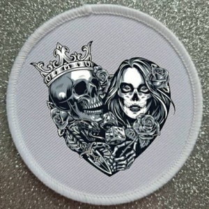 7 inch Large Skull Heart Tattoo Art Style patch badge