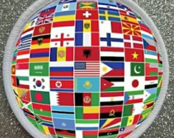 Insigne globe drapeaux du monde de 3 pouces