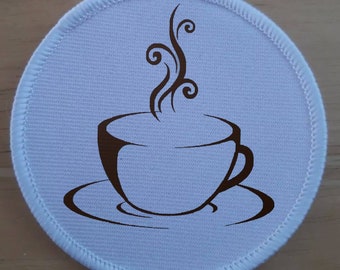 Tasse de thé de 3 pouces à repasser ou à coudre sur un badge