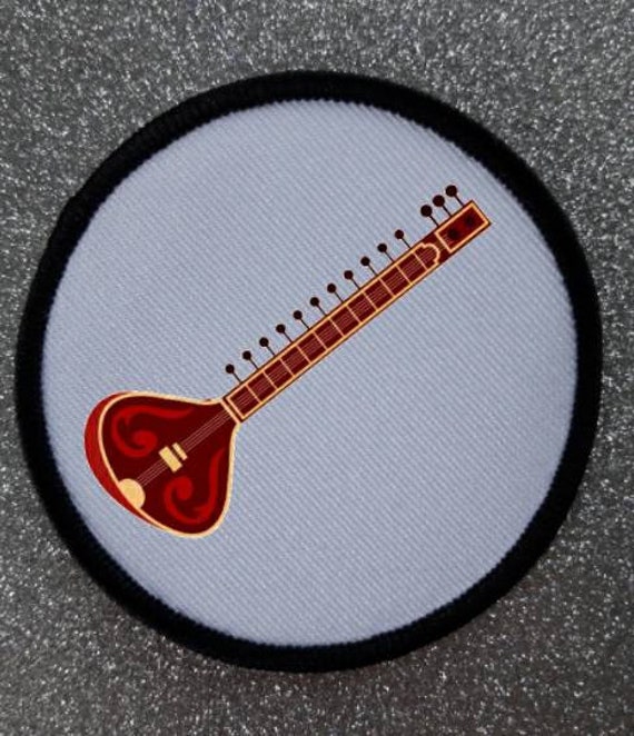 3 Inch Sitar Instrument Iron or Sew on Patch Badge Etsy