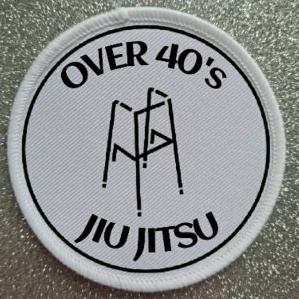 3 Inch Over 40s Jiu Jitsu sublimation patch badge.