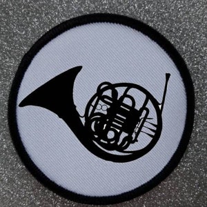 3 inch Franse hoorn instrument ijzer of naai patch badge