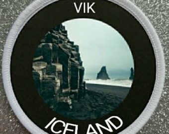 Insignia de parche Vik Islandia de 3 pulgadas