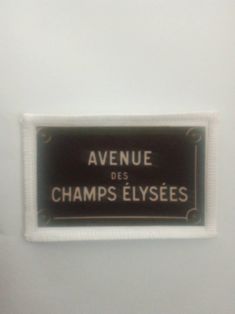 3 Inch Avenue Des Champs Elysees Paris Street Sign Patch Badge