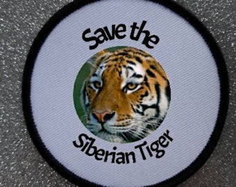 3 Inch Endangered Species Save The Siberian Tiger patch badge