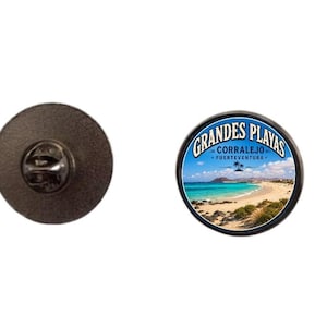 Distintivo de alfinete esmaltado Grandes Playas Correlejo Fuerteventura de 2,4 cm