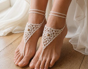 Wzór PDF na szydełkowe sandały barefoot, dodatek na stopy do ślubu w stylu boho na plaży, letnie sandały boho dla początkujących, szydełkowanie cyfrowe do pobrania