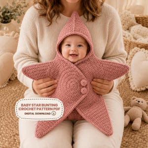 Padrão de Crochê para Envoltório de Estrelas para Bebê em PDF | Manta para Recém-Nascido, 0 a 6 Meses | Casulo de Estrelas | Envoltório de Estrelas em Crochê | Macacão de Estrelas para Bebê