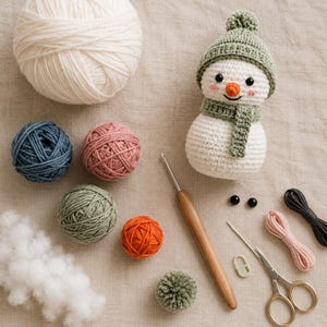 Crochet Snowman Friends PDF Pattern, Amigurumi Winter Trio with Hats and Scarves, Cute Snowman Crochet Easy Pattern PDF