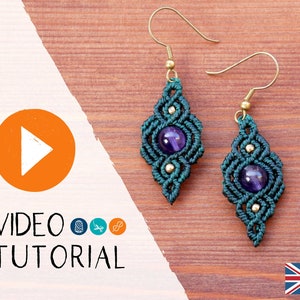 macrame earrings - tutorial (video in english) / make macrame jewelry yourself / macrame tutorial / DIY earrings with beads