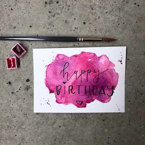 Geburtstagskarte | Pink Aquarel