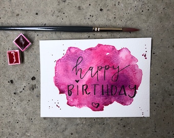 Geburtstagskarte | Pink Aquarel