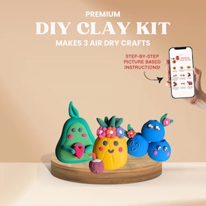 Kit de arcilla de secado al aire de primera calidad para hacer tú mismo con frutas, artesanía de arcilla kawaii, aguacate caprichoso, piña tropical, kit de artesanía de arcilla para hacer tú mismo, regalo de San Valentín