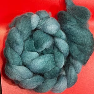 Hand Dyed Corriedale Roving - Wintergreen Fiber for Spinning